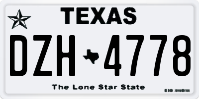 TX license plate DZH4778