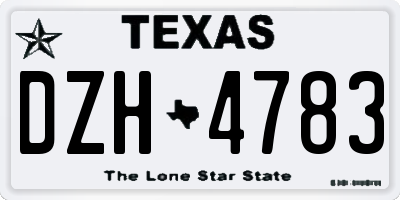 TX license plate DZH4783