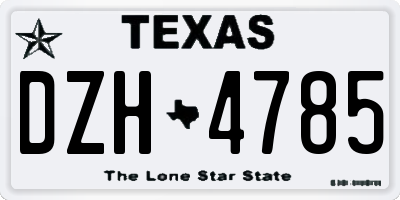 TX license plate DZH4785