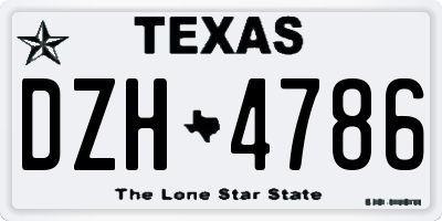 TX license plate DZH4786
