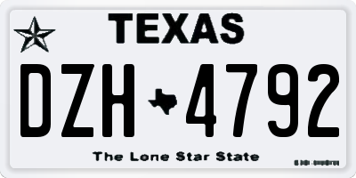TX license plate DZH4792