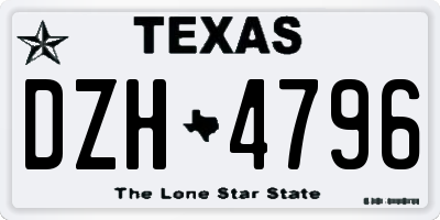 TX license plate DZH4796