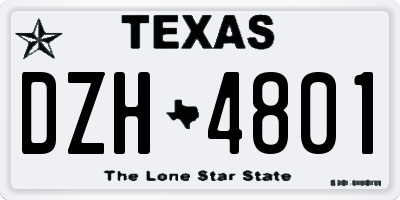 TX license plate DZH4801
