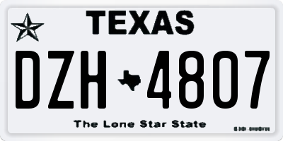 TX license plate DZH4807