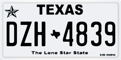 TX license plate DZH4839