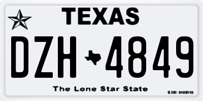 TX license plate DZH4849