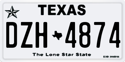 TX license plate DZH4874