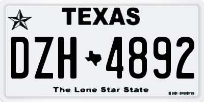 TX license plate DZH4892