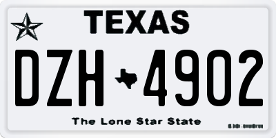 TX license plate DZH4902