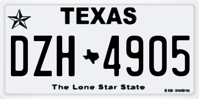 TX license plate DZH4905
