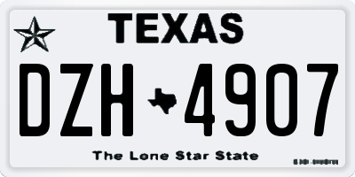 TX license plate DZH4907
