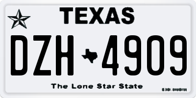 TX license plate DZH4909