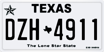 TX license plate DZH4911