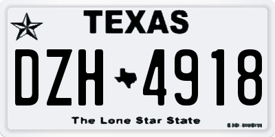 TX license plate DZH4918