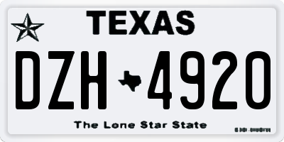 TX license plate DZH4920