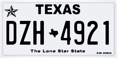 TX license plate DZH4921