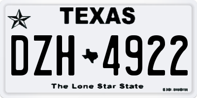 TX license plate DZH4922