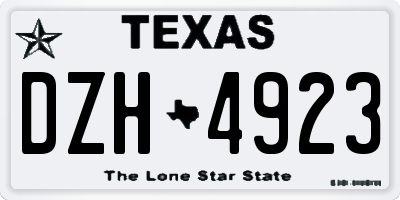 TX license plate DZH4923
