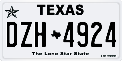 TX license plate DZH4924