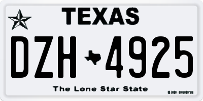 TX license plate DZH4925