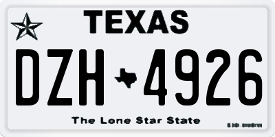 TX license plate DZH4926