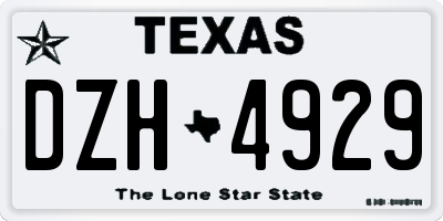 TX license plate DZH4929
