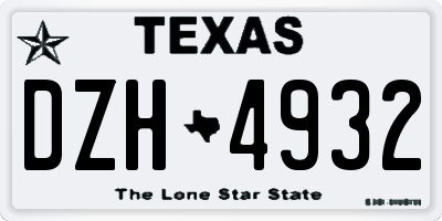 TX license plate DZH4932
