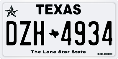 TX license plate DZH4934