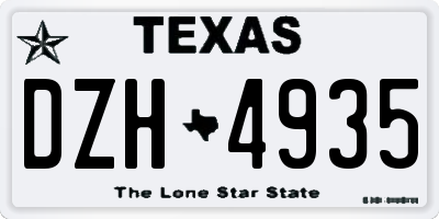 TX license plate DZH4935