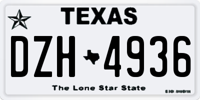 TX license plate DZH4936