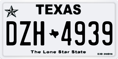 TX license plate DZH4939