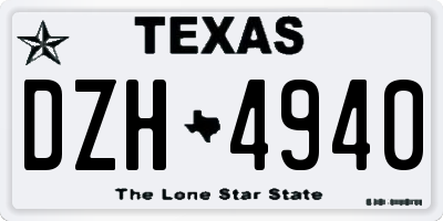 TX license plate DZH4940