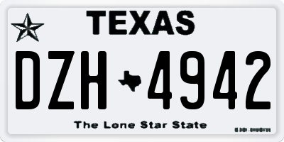 TX license plate DZH4942