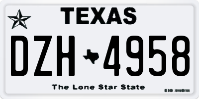 TX license plate DZH4958
