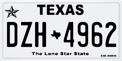 TX license plate DZH4962
