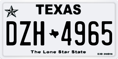 TX license plate DZH4965