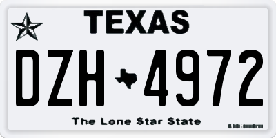 TX license plate DZH4972