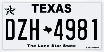 TX license plate DZH4981