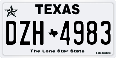 TX license plate DZH4983