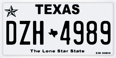 TX license plate DZH4989