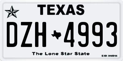 TX license plate DZH4993