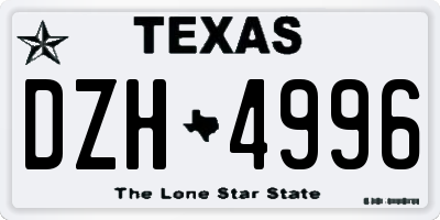 TX license plate DZH4996
