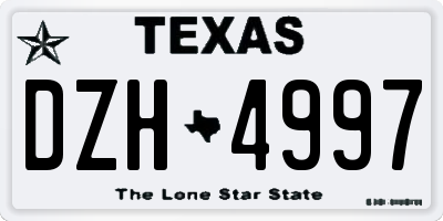TX license plate DZH4997
