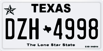 TX license plate DZH4998
