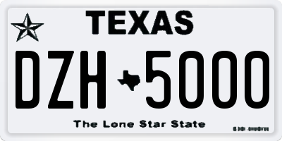 TX license plate DZH5000