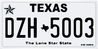 TX license plate DZH5003