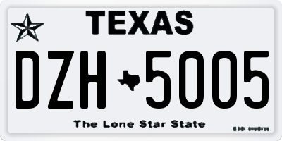TX license plate DZH5005