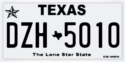 TX license plate DZH5010