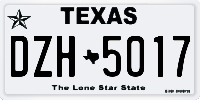 TX license plate DZH5017