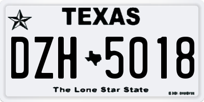 TX license plate DZH5018